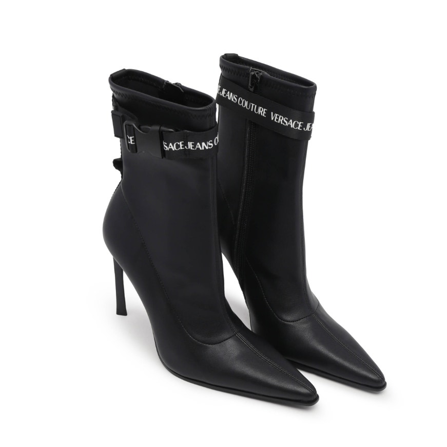 Versace Jeans Couture Sadie Ankle Boots Black Luxe Chic Women Us 7 Eu37